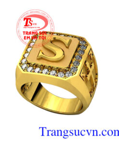 Nhẫn nam vàng chữ cái S