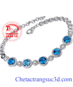 Lac tay vang trang,lắc tay đá topaz,lắc tay vàng trắng 18k