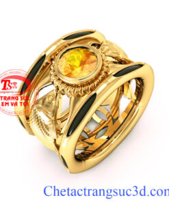 Nhẫn lông đuôi voi vàng, nhẫn vàng 18k, thiết kế nhẫn 3D,nhẫn sapphire vàn