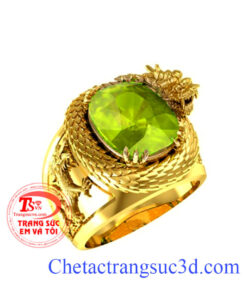 Nhẫn nam peridot,Nhẫn rồng vàng peridot,Nhẫn nam đá quý,thiết kế nhẫn nam 3d, nhẫn nam đẹp