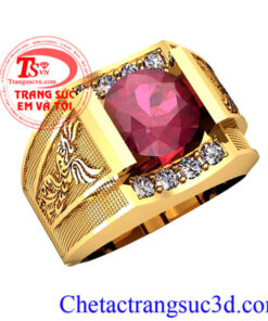 Nhẫn nam phượng hoàng ruby, nhẫn nam vàng 18k,thiết kế nhãn nam
