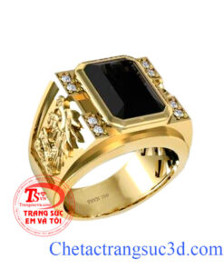 Nhẫn nam sapphire đen,nhẫn nam vàng 18k, nhẫn nam đẹp, thiết kế nhẫn nam 3d