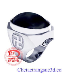 Nhẫn nam vàng trắng, nhẫn nam chữ vạn, nhẫn vàng 18k