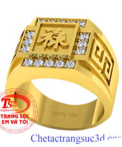 Nhẫn nam vàng 18k chữ phúc, Nhẫn nam đẹp, Nhẫn nam vàng đẹp