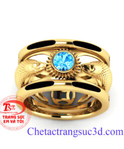 Nhẫn nam gắn đá Topaz xanh nước biển sẽ là điểm nhấn cho người đeo Mệnh Thủy và là chiếc Nhẫn nam vàng 18k mệnh thủy tương sinh cho người mệnh Mộc